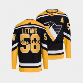 Herren Pittsburgh Penguins Eishockey Trikot Kris Letang 58 Adidas 2022-2023 Reverse Retro Schwarz Authentic